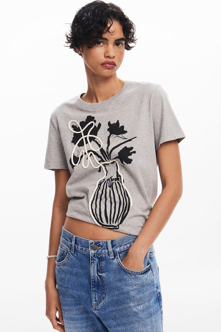 Plain Vase T-Shirt in Floral Print