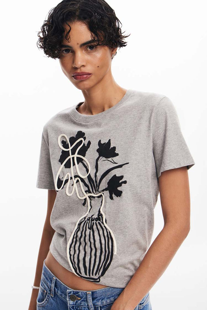 Plain Vase T-Shirt in Floral Print