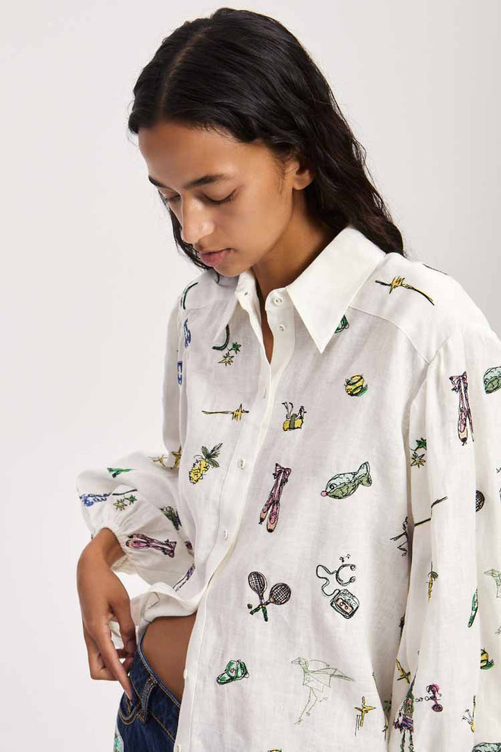 Play Embroidered Shirt in Cream