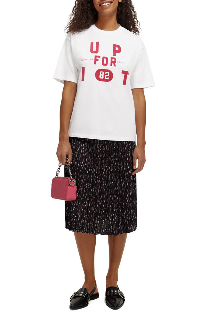 Pleated Printed Midi Skirt in Ikat Rain