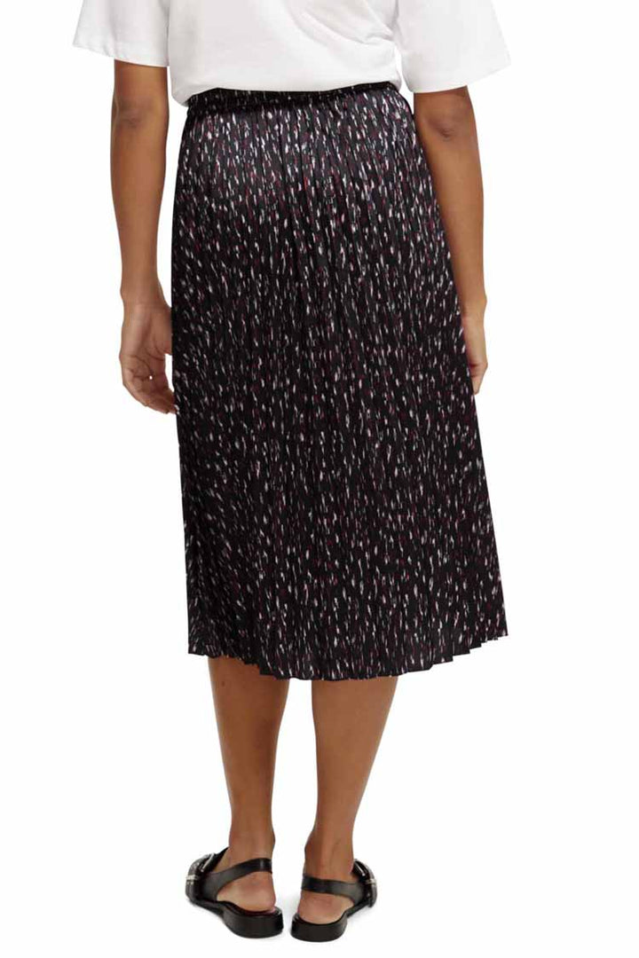 Pleated Printed Midi Skirt in Ikat Rain