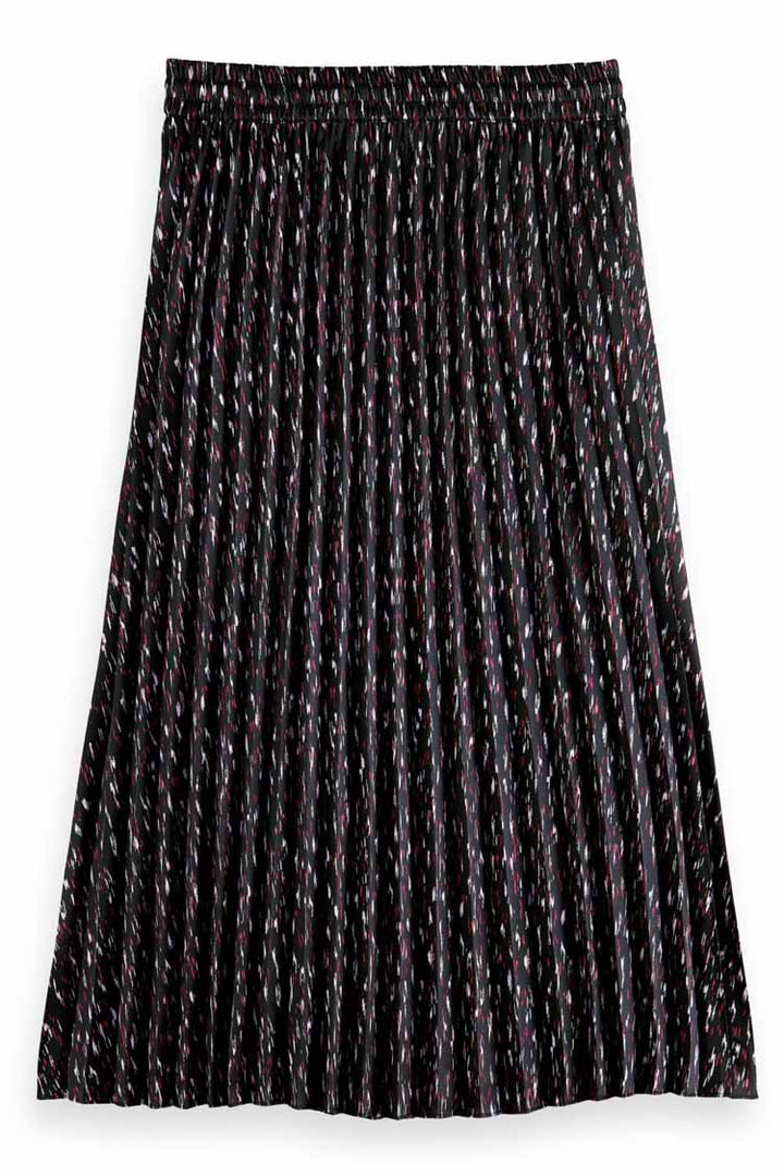 Pleated Printed Midi Skirt in Ikat Rain