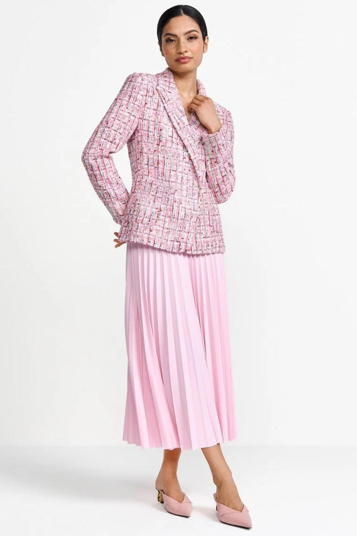 Pleated Skirt with Elastic Waistband in Spring Blush