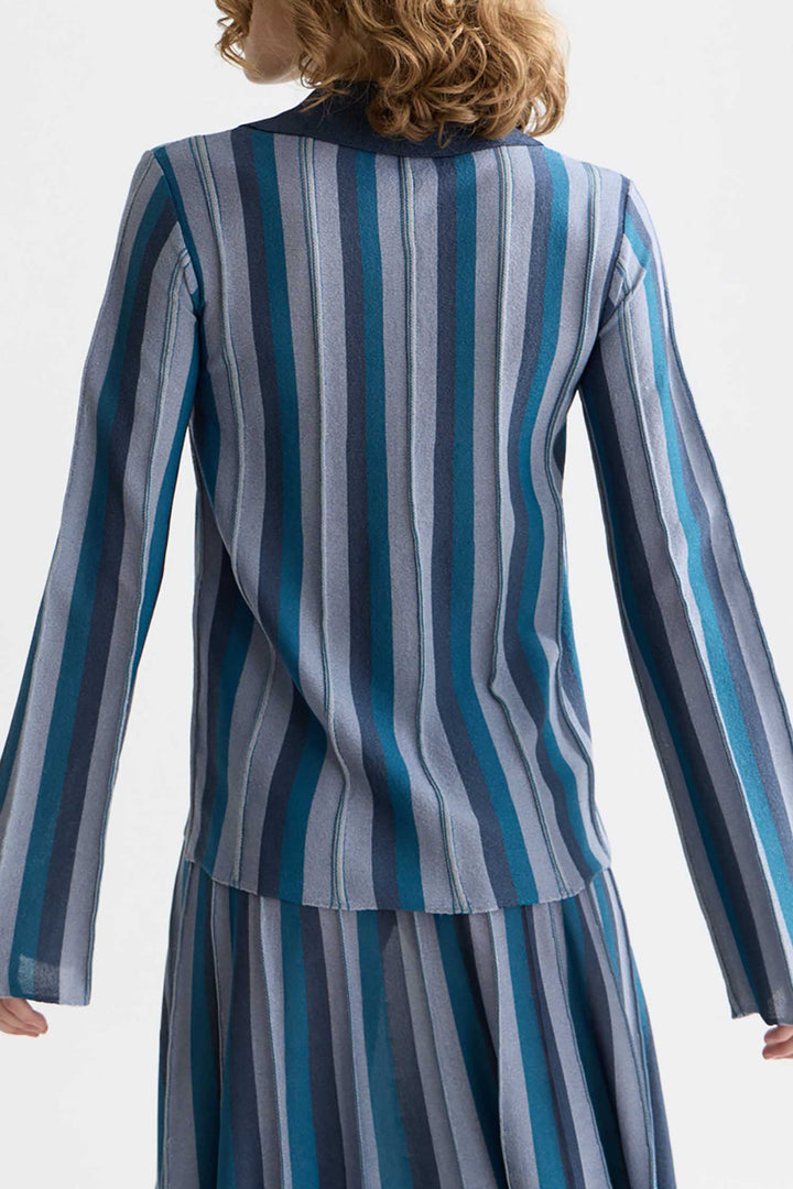Pleated Collared Cardigan in Carbon