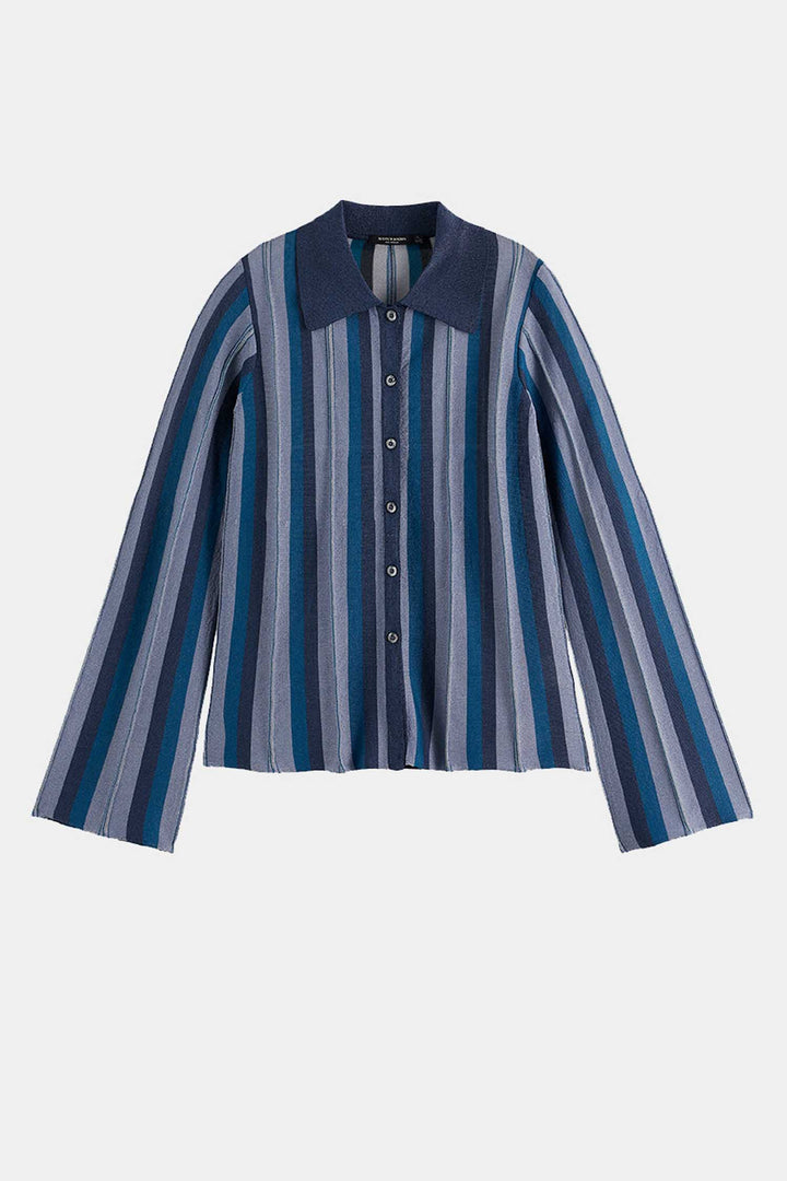 Pleated Collared Cardigan in Carbon