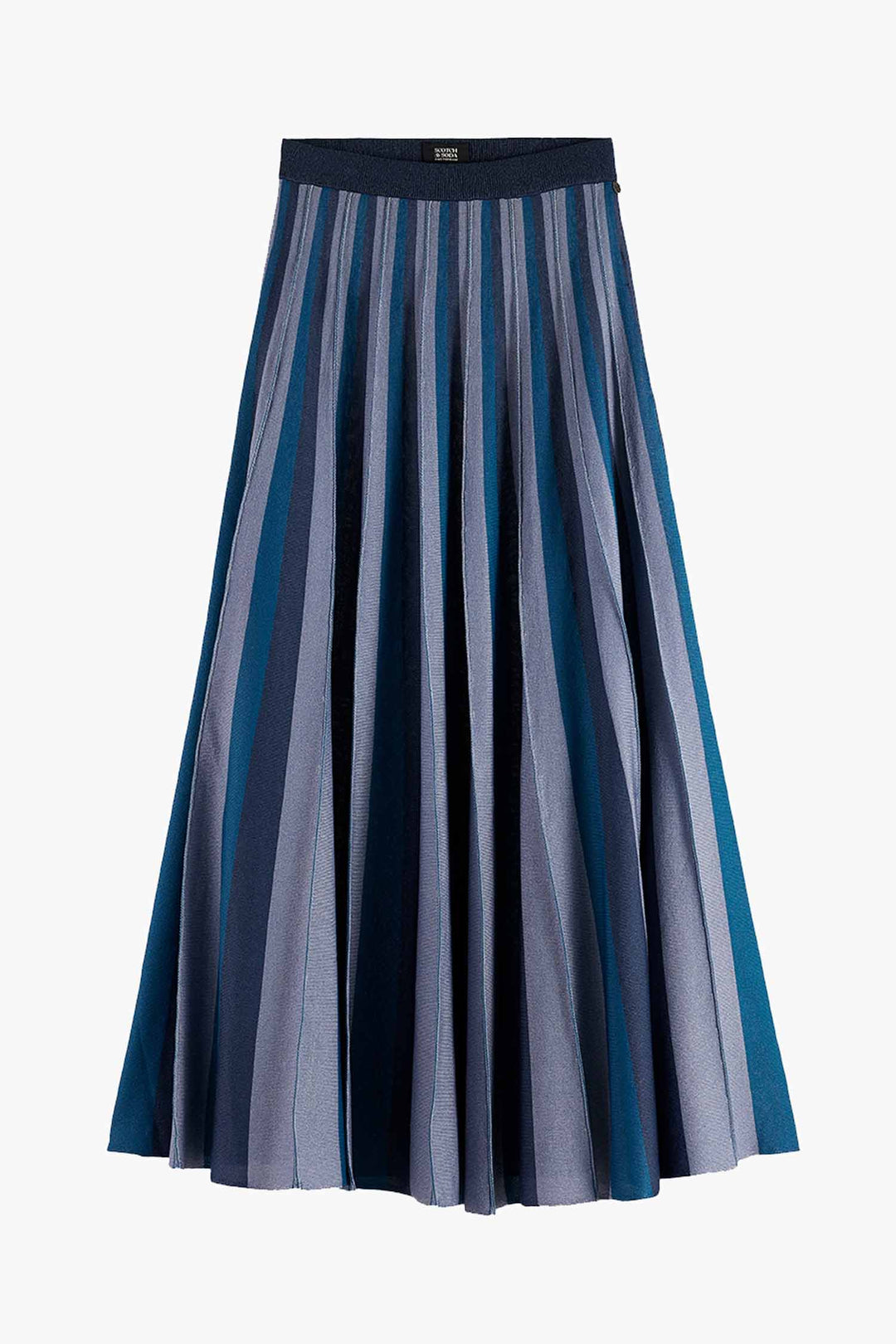 Pleated Knitted Midi Skirt in Carbon