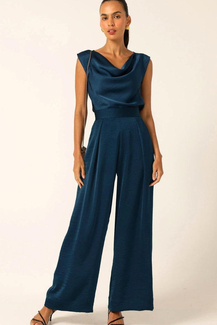 Pleated Trouser in Steele Blue