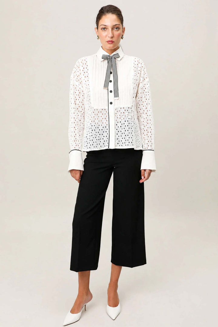 Plisse Shirt in Ivory