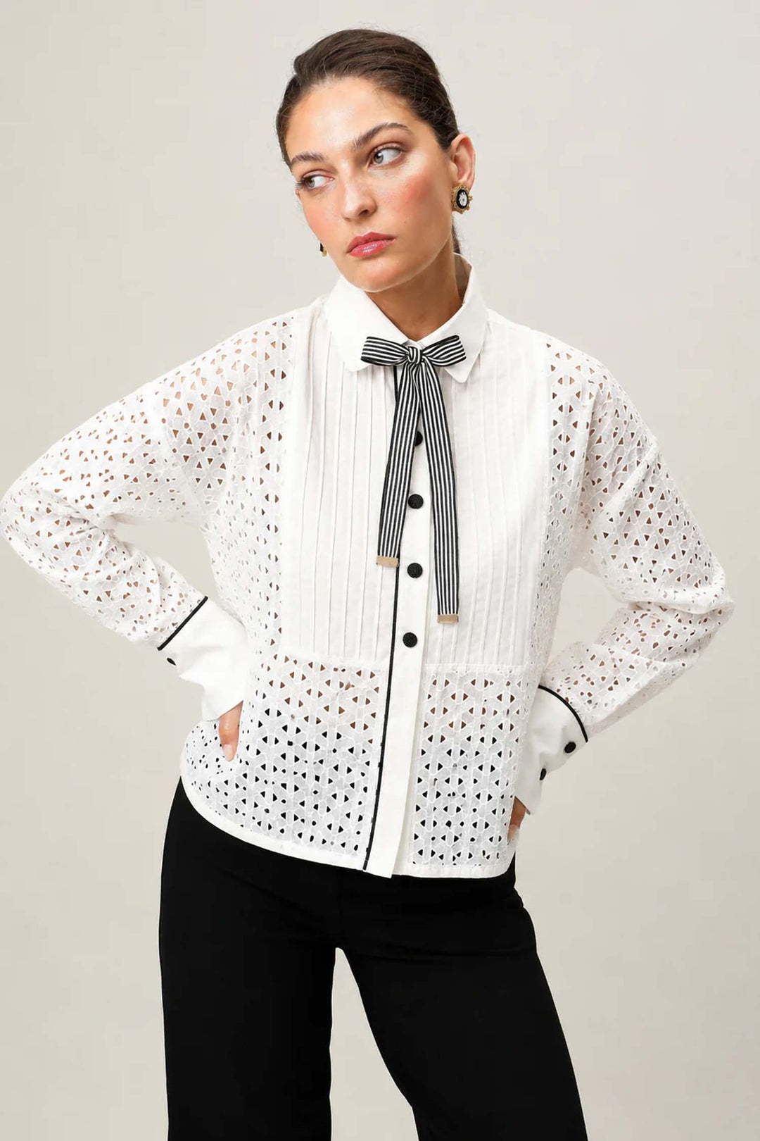 Plisse Shirt in Ivory