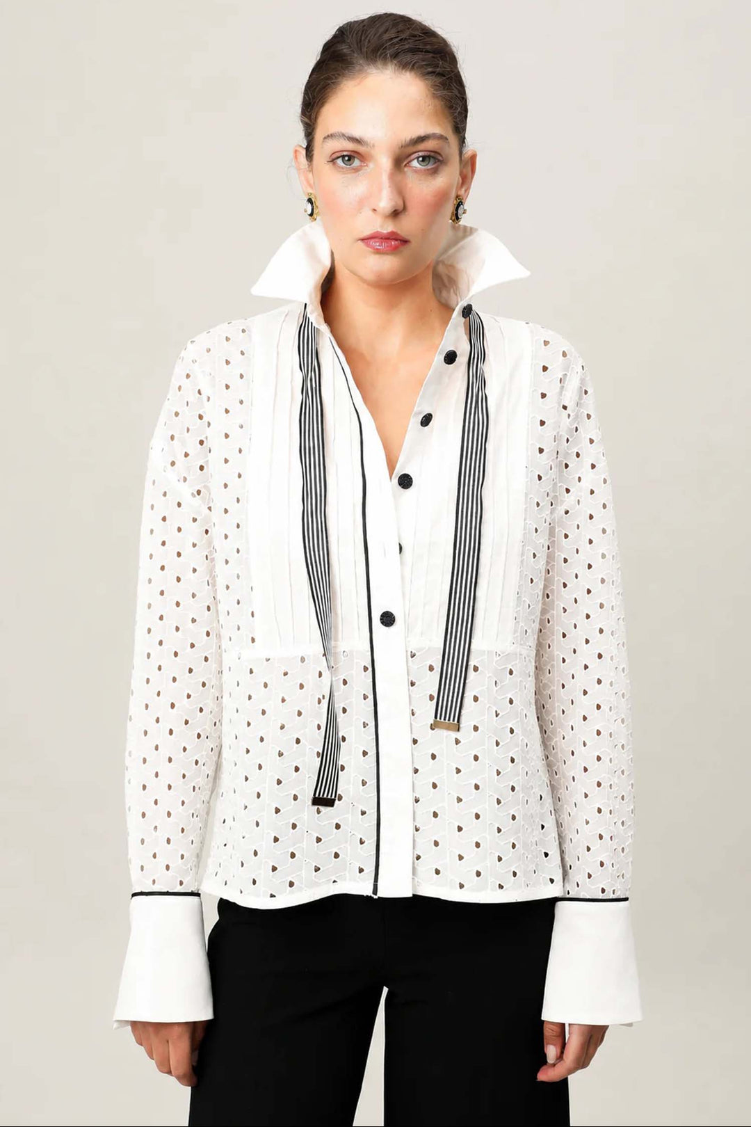 Plisse Shirt in Ivory