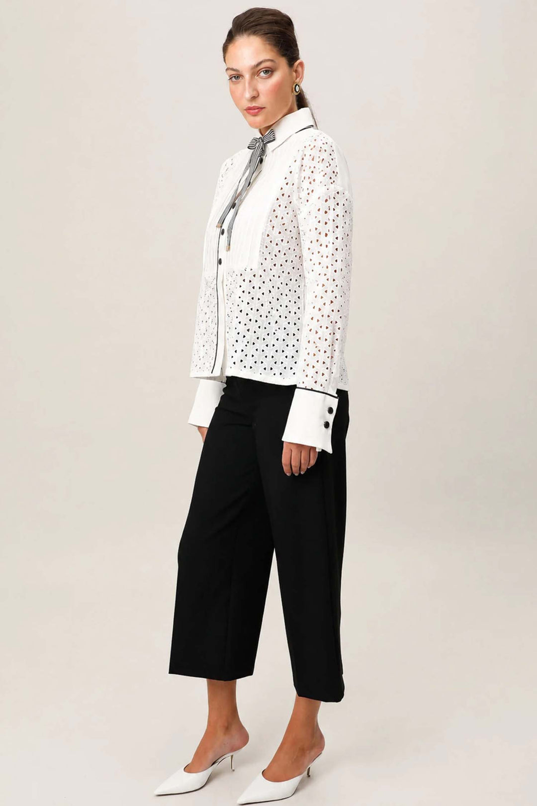 Plisse Shirt in Ivory