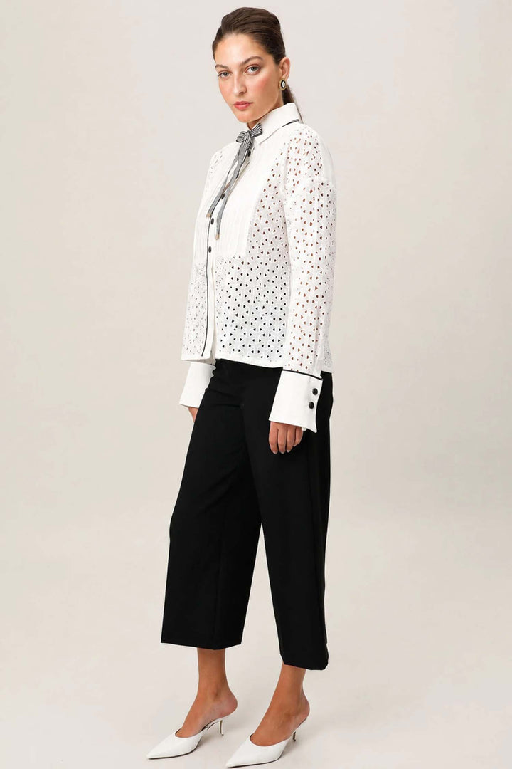 Plisse Shirt in Ivory