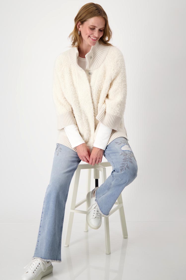 Poodle Jacket with Rib Trim in Sandshell