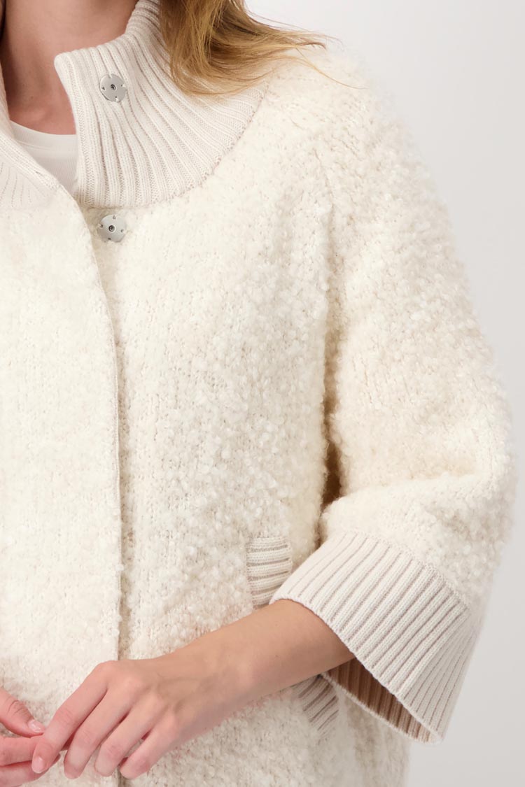 Poodle Jacket with Rib Trim in Sandshell