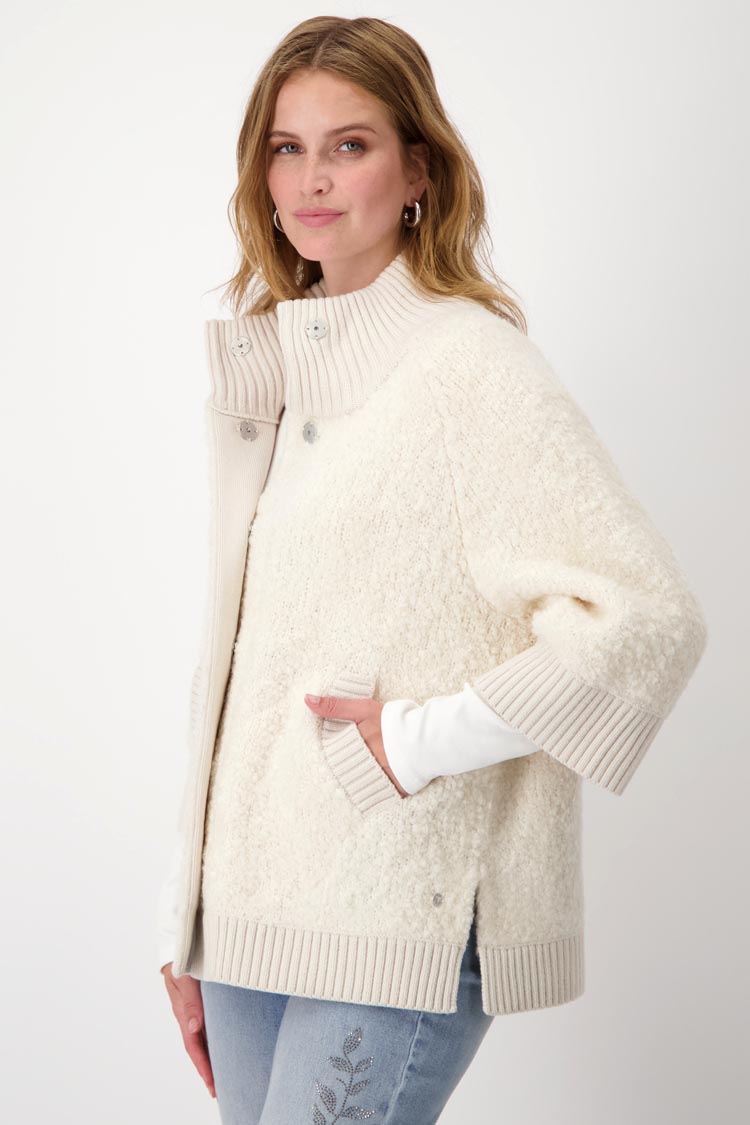 Poodle Jacket with Rib Trim in Sandshell