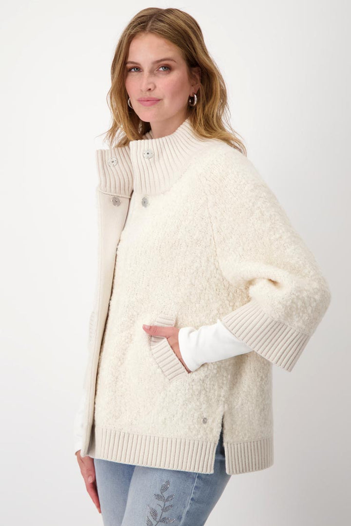Poodle Jacket with Rib Trim in Sandshell