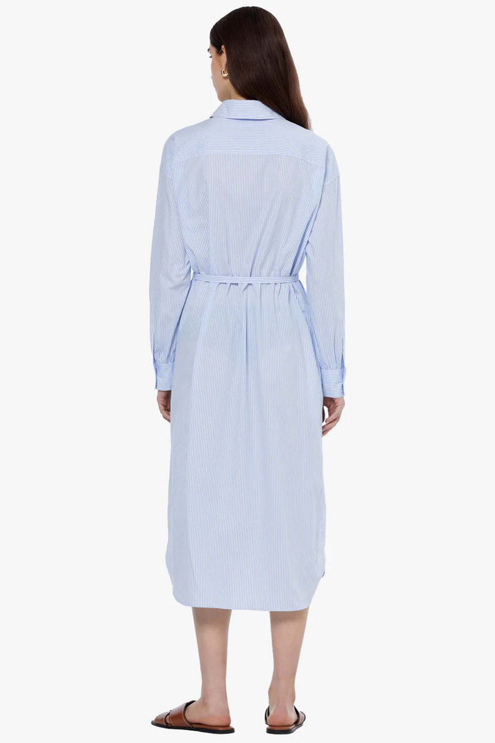 Poplin Shirt Dress in Blue Stripe