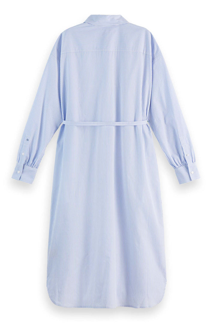 Poplin Shirt Dress in Blue Stripe