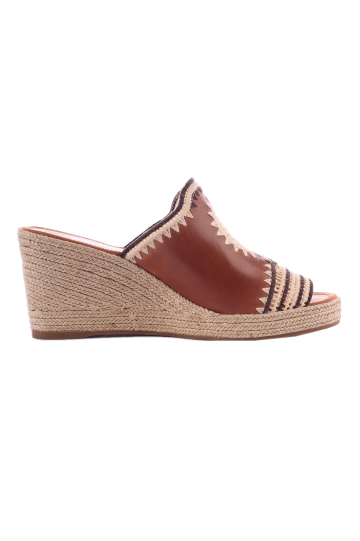 Poppsy Leather Wedges in Tan