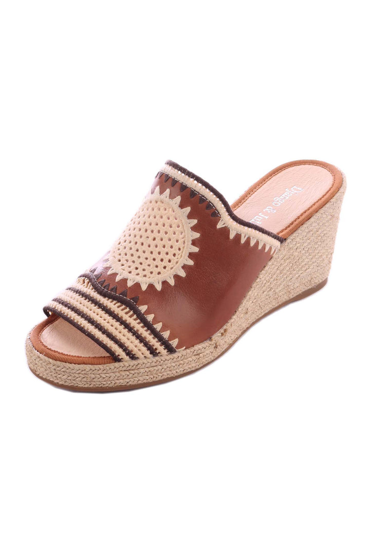 Poppsy Leather Wedges in Tan