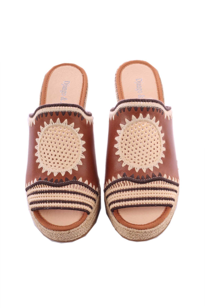 Poppsy Leather Wedges in Tan