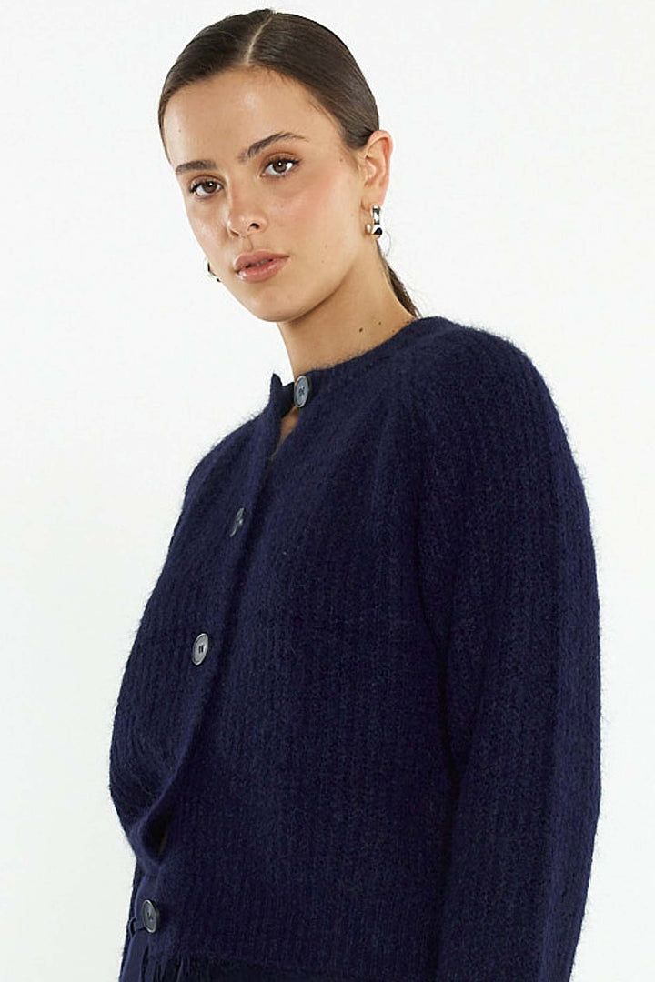 Posie Fluffy Cardi in Navy