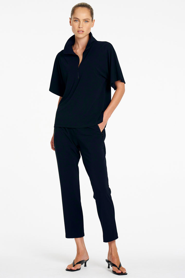 Zip Flute Top in True Navy