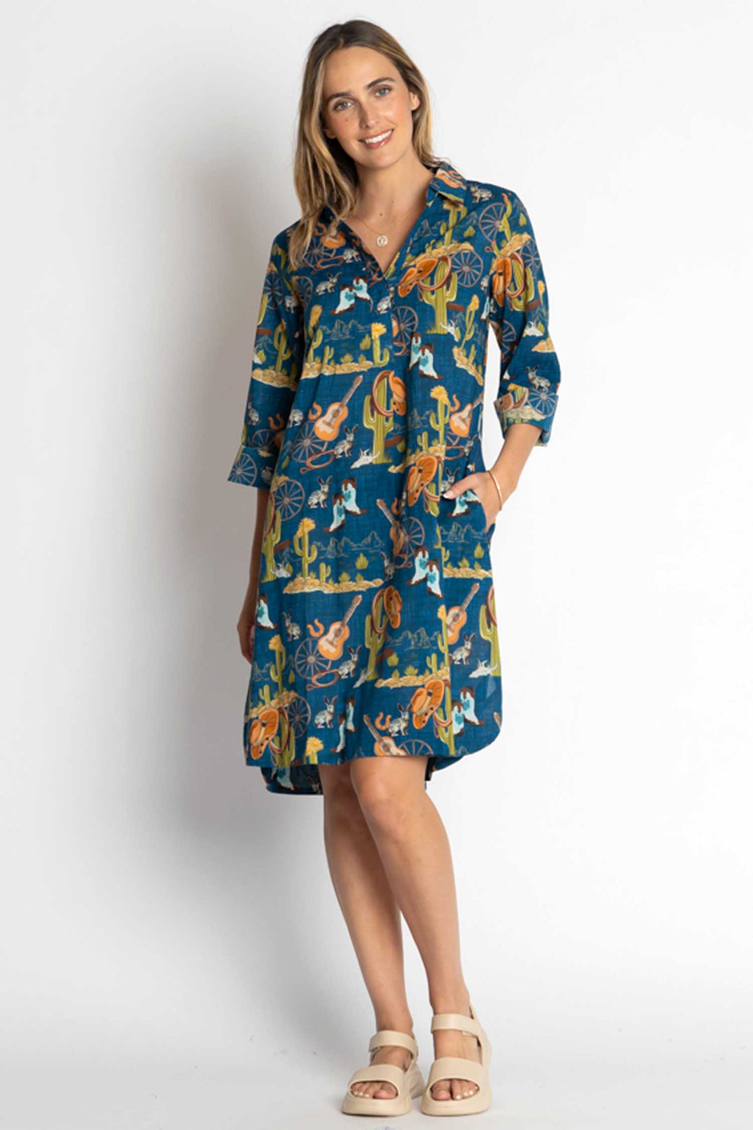 Prairie Shirtdress in Navy