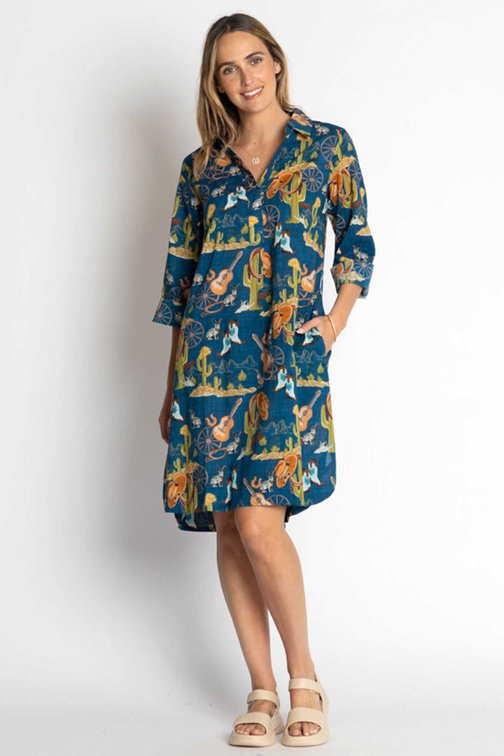 Prairie Shirtdress in Navy