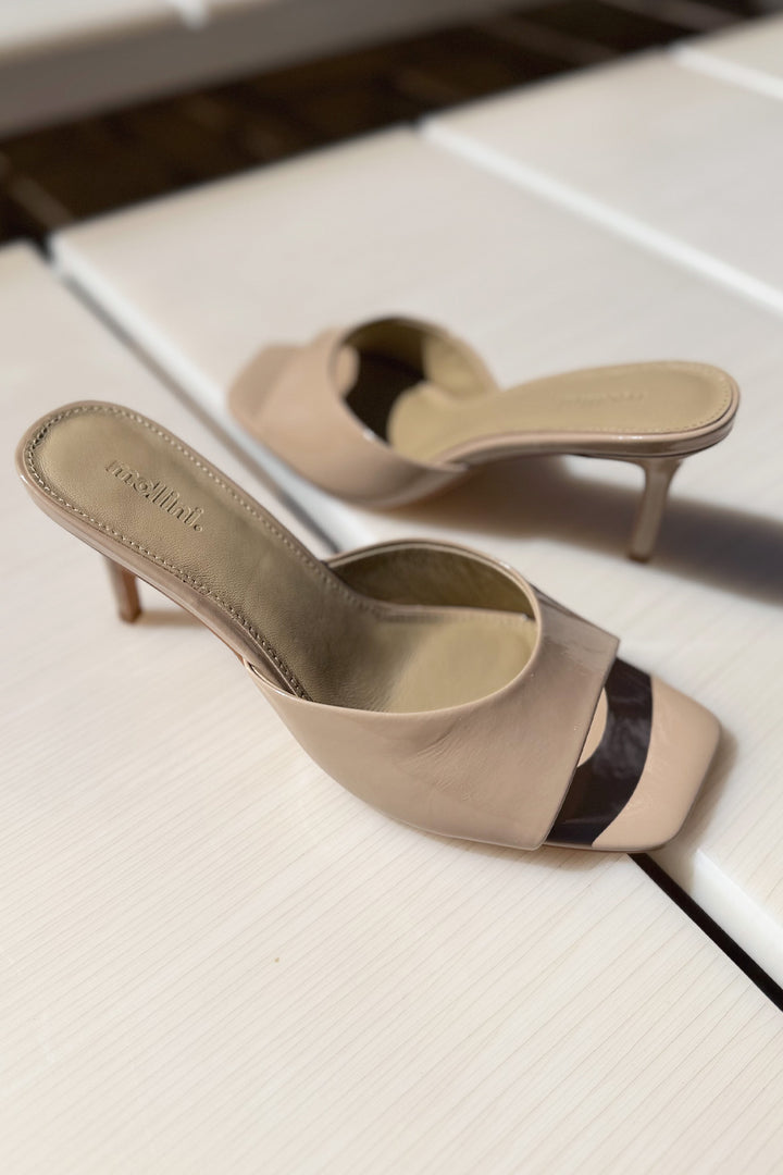 Preetence Patent Leather Heels in Latte