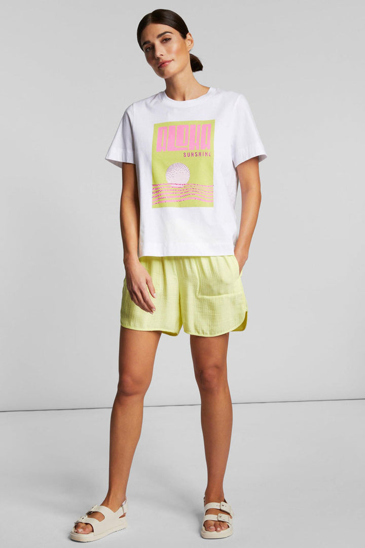 Print Front T-shirt w Rhinestone in White