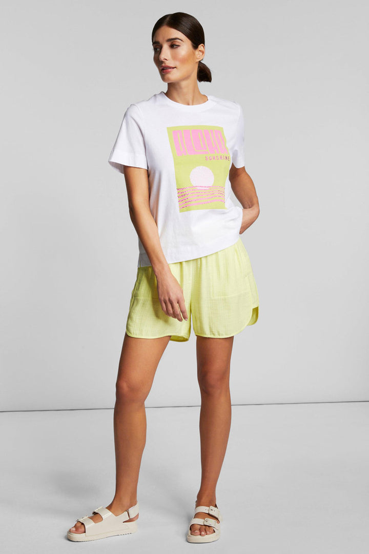 Print Front T-shirt w Rhinestone in White