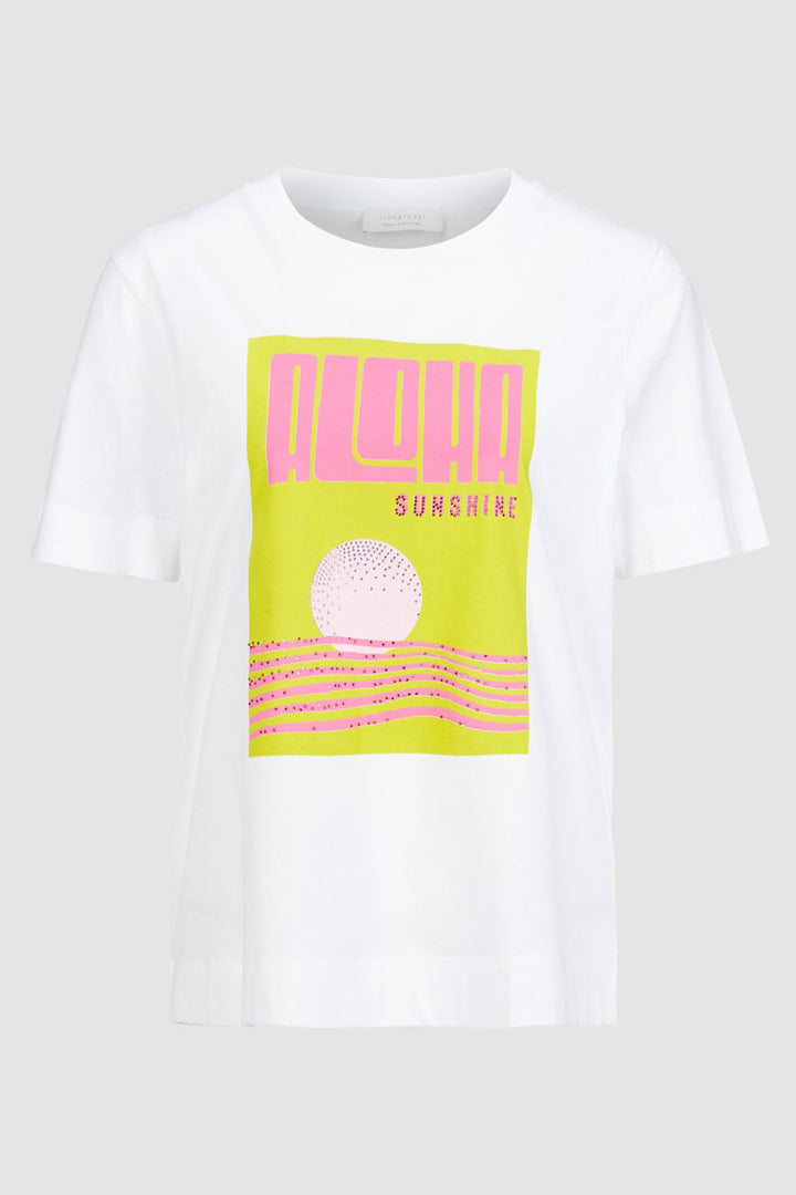Print Front T-shirt w Rhinestone in White