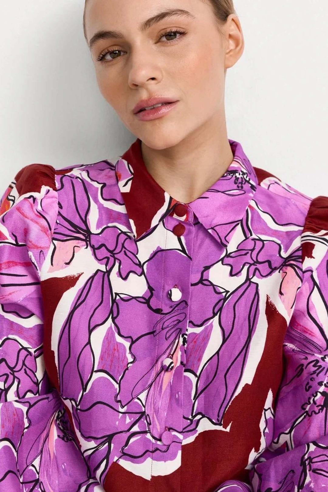 Printed Blouse in Soft Orchid