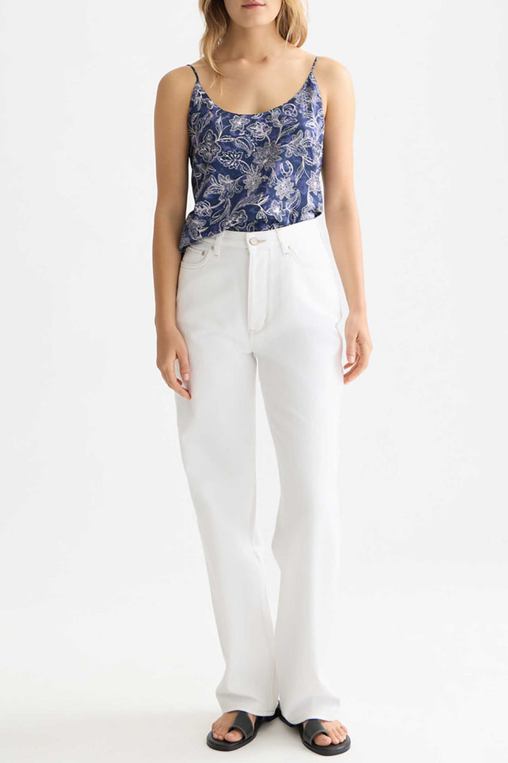 Printed Jersey Back Tank Top in Lucky Bandana Dress Blues