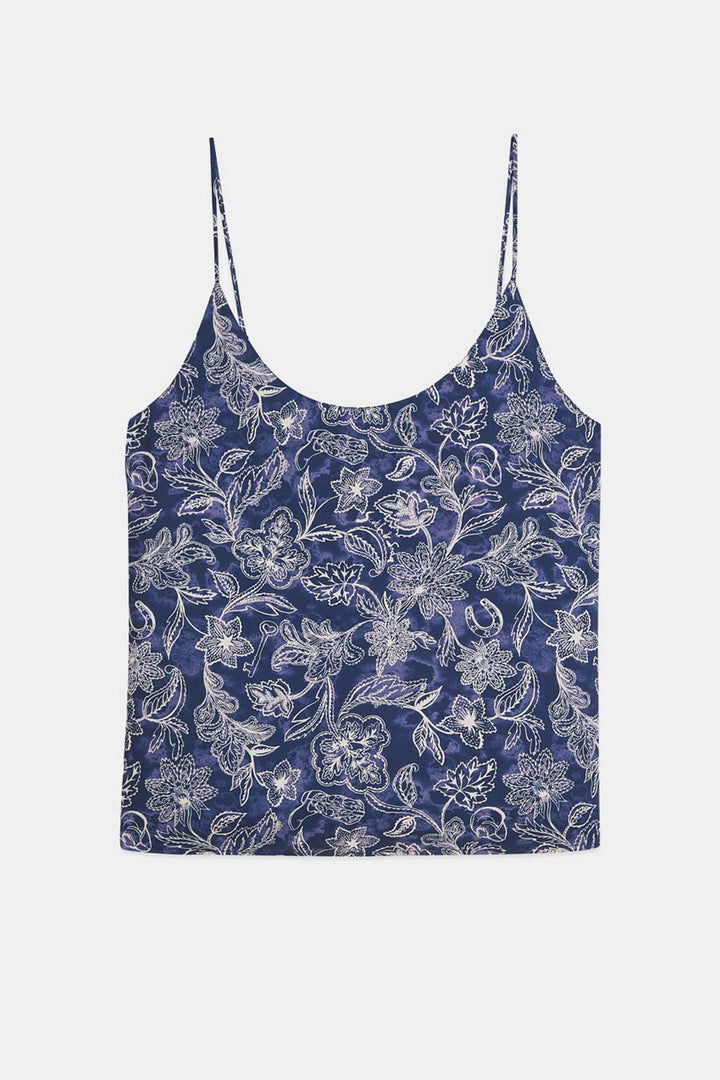 Printed Jersey Back Tank Top in Lucky Bandana Dress Blues