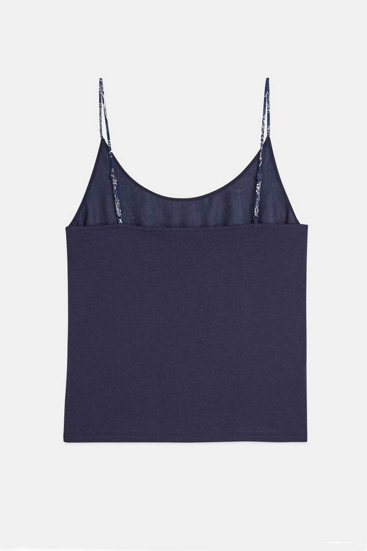 Printed Jersey Back Tank Top in Lucky Bandana Dress Blues