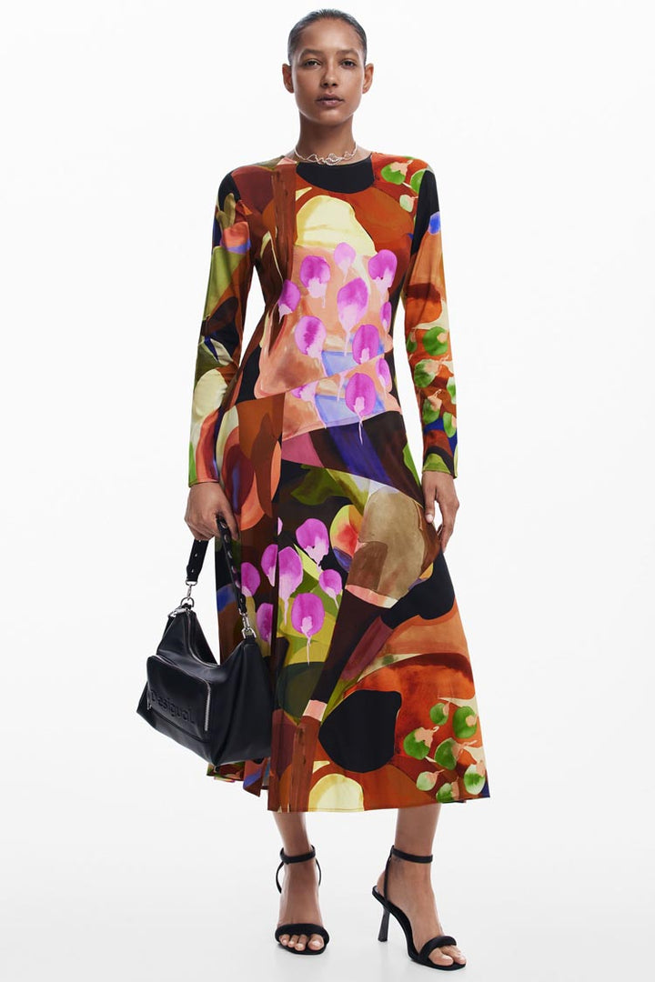 Printed Midi Dress in Petals