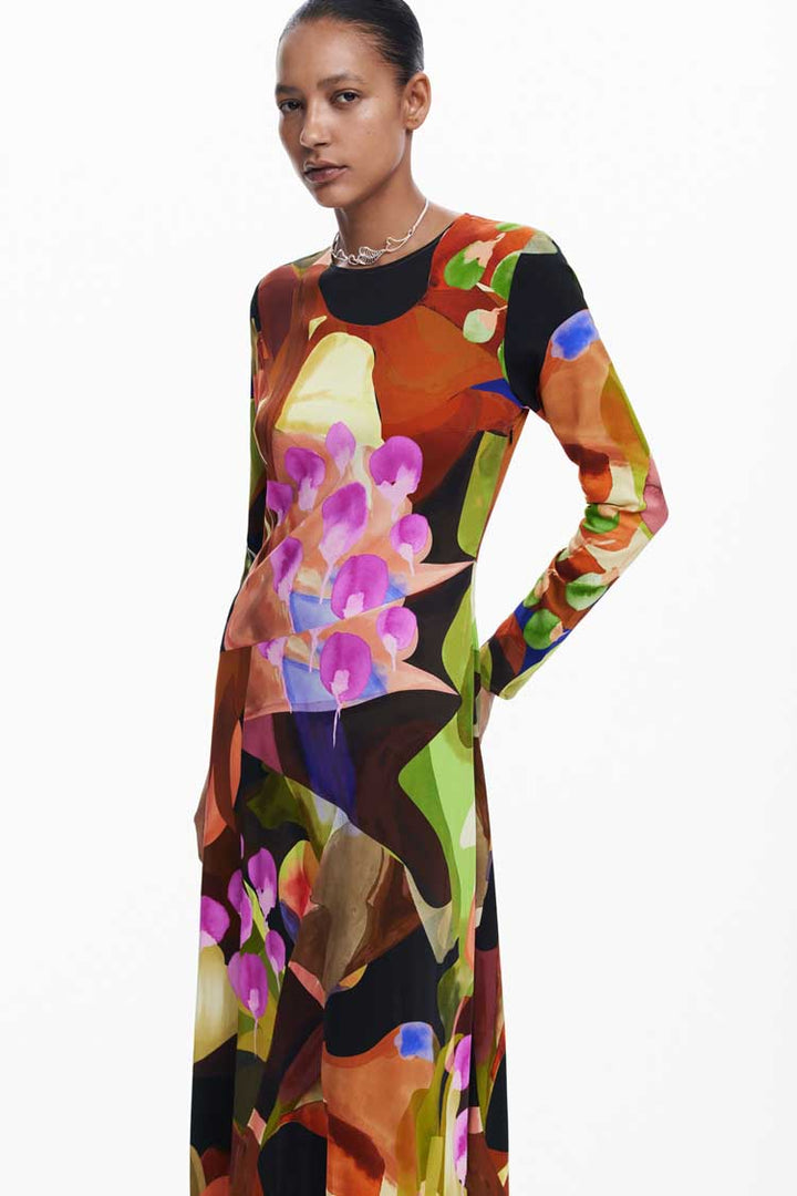 Printed Midi Dress in Petals