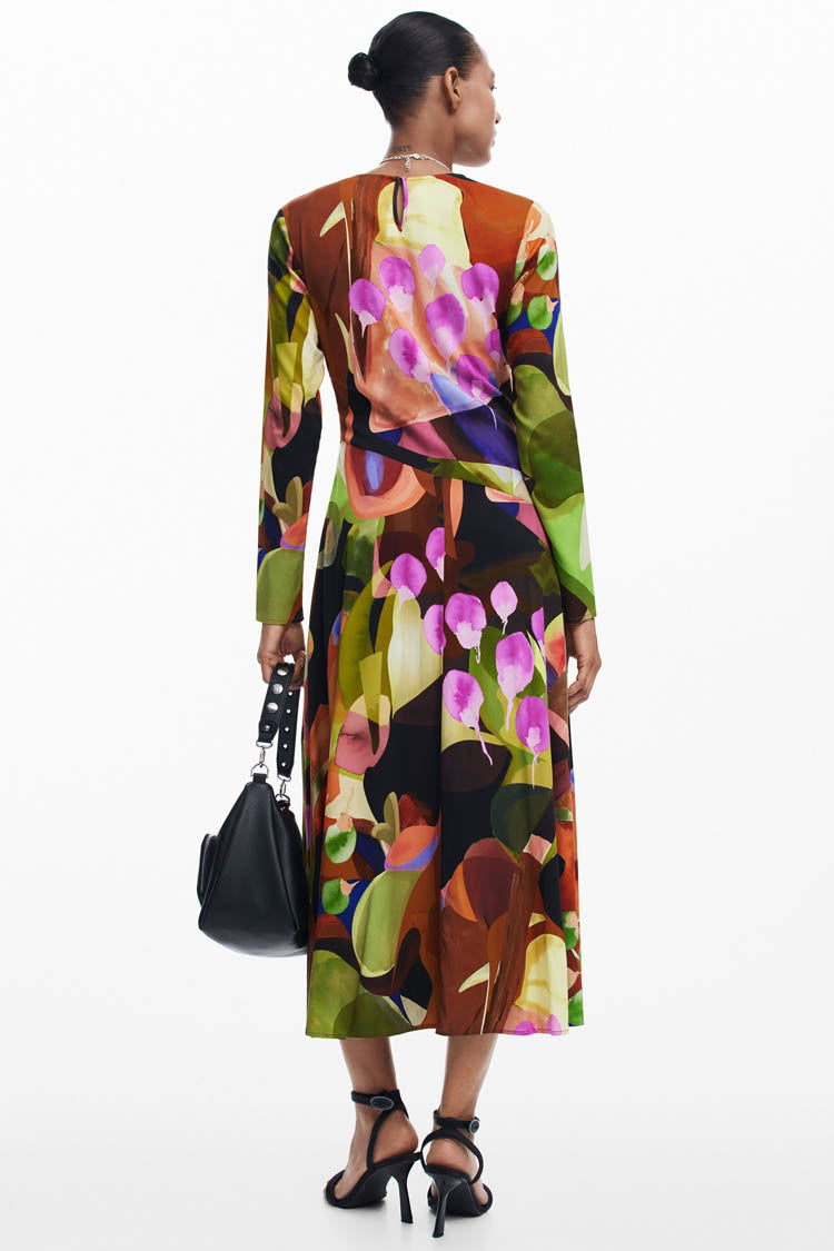 Printed Midi Dress in Petals