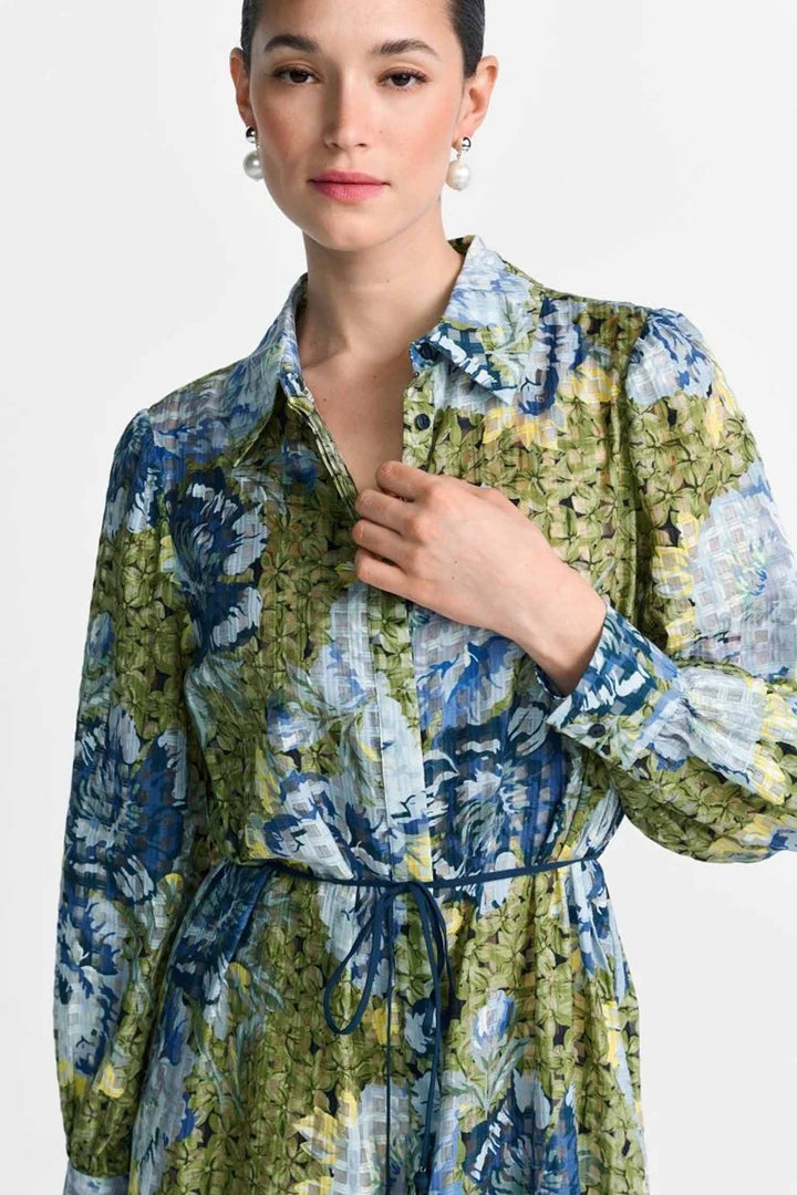 Printed Midi Dress in Urban Lime