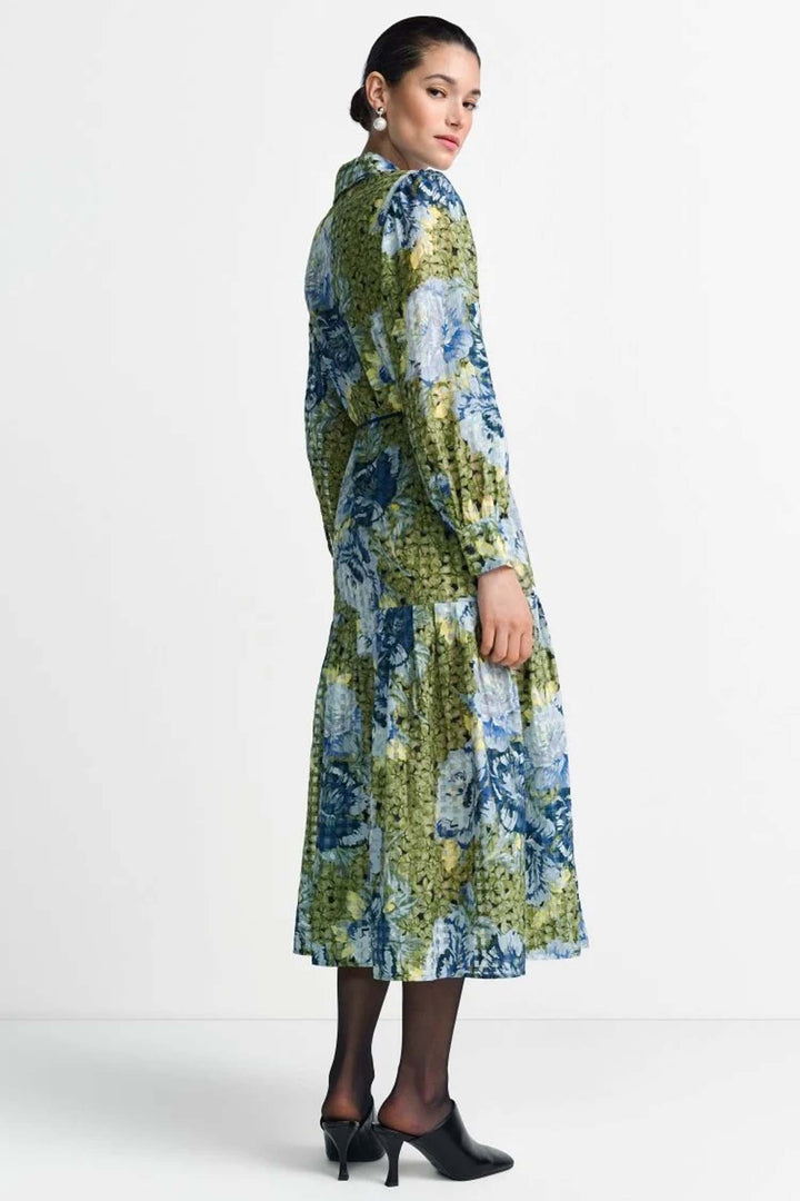 Printed Midi Dress in Urban Lime