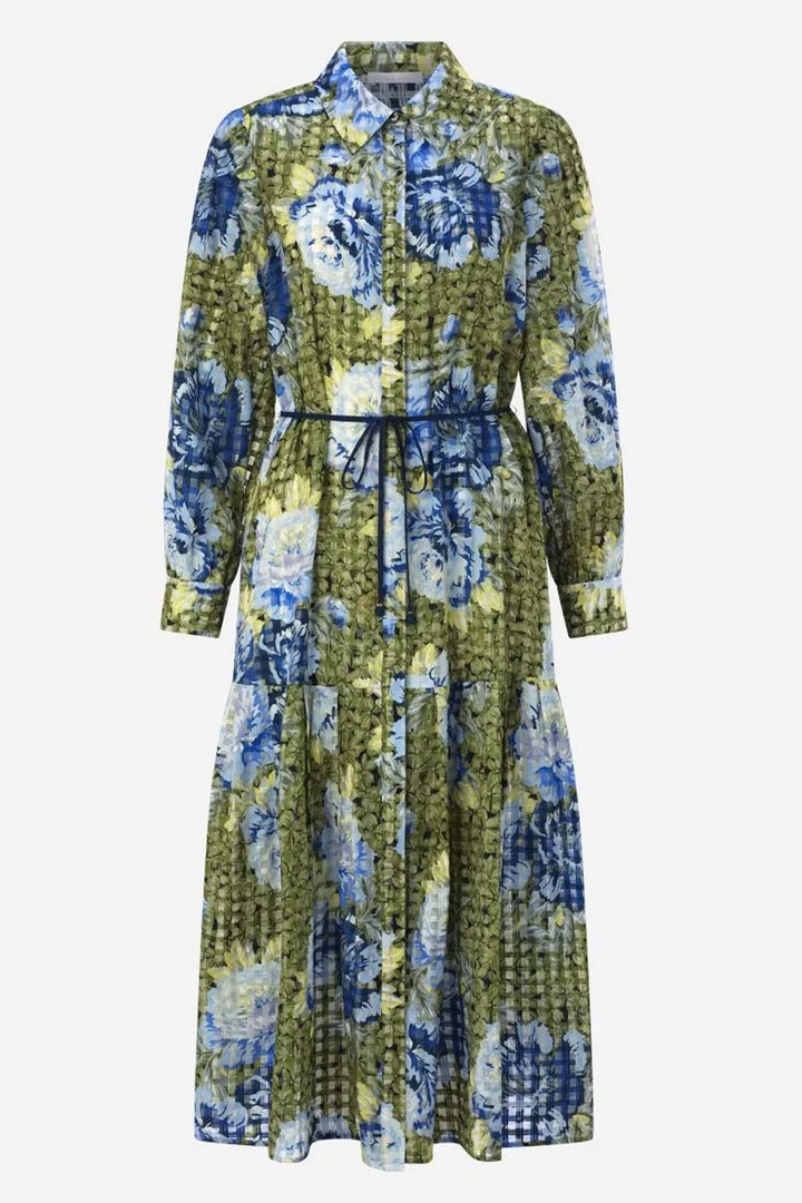 Printed Midi Dress in Urban Lime