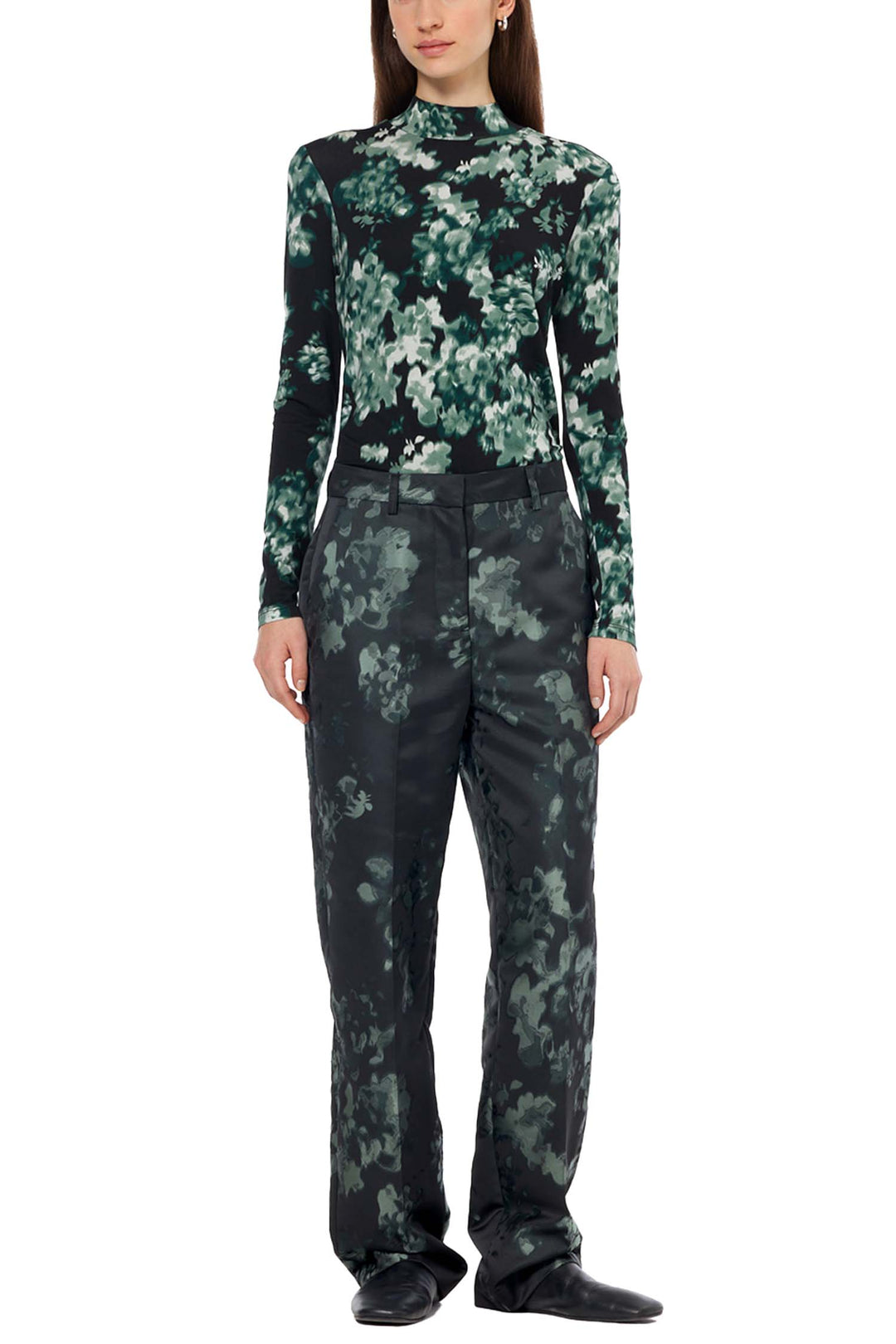 Printed Mock-neck LS Tee in Nieuw Blossom