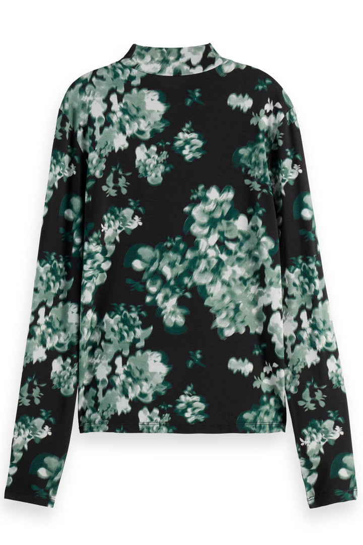 Printed Mock-neck LS Tee in Nieuw Blossom