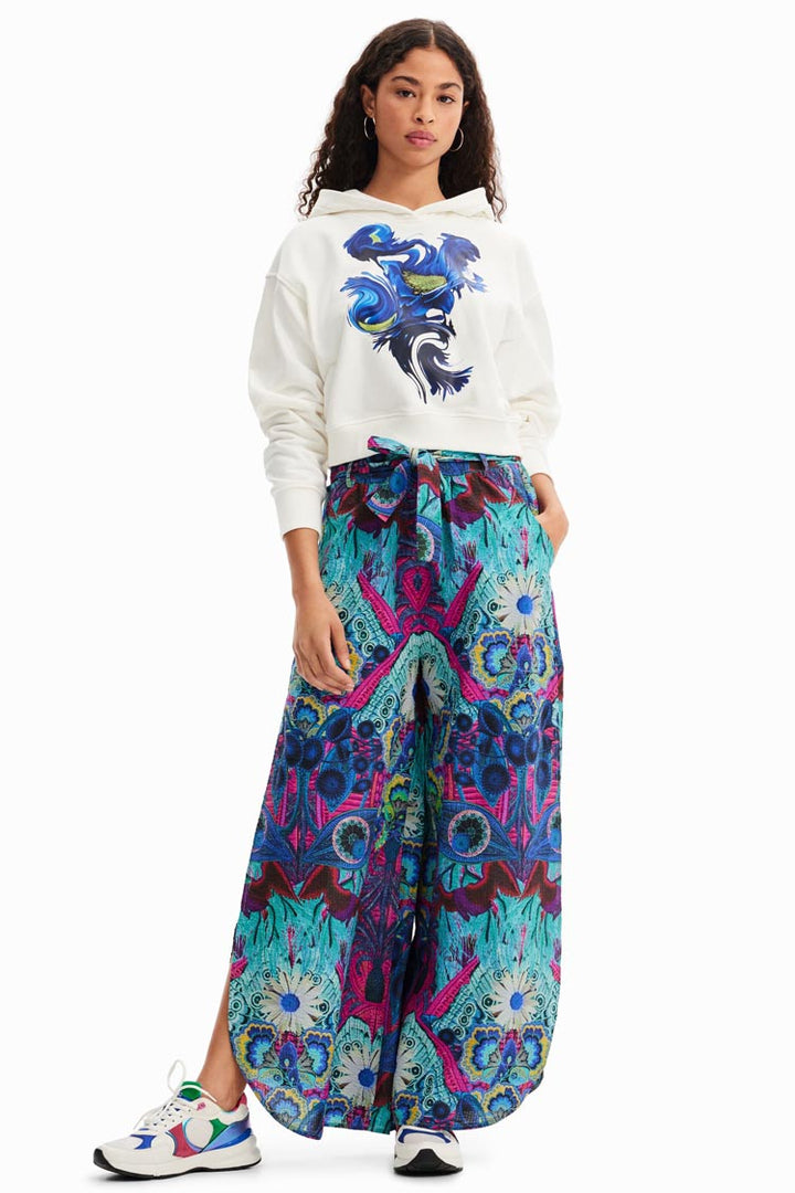 Printed Palazzo Trousers w Slits