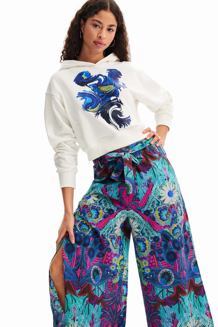 Printed Palazzo Trousers w Slits