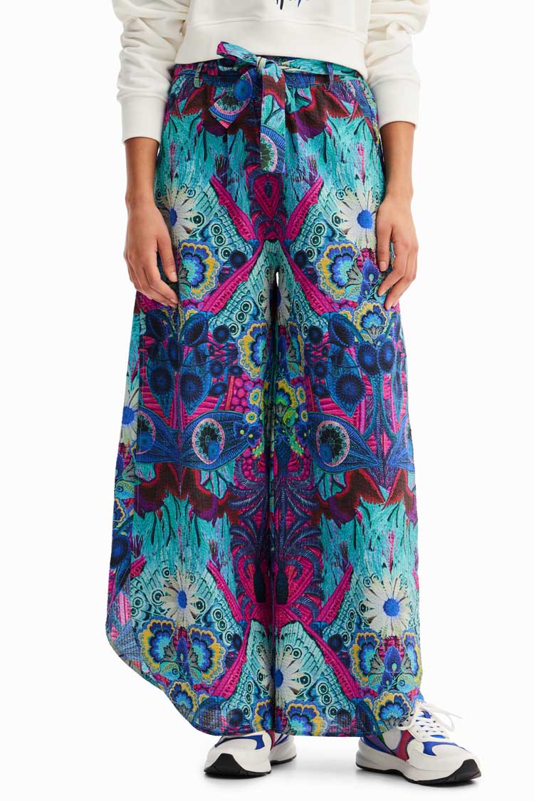 Printed Palazzo Trousers w Slits