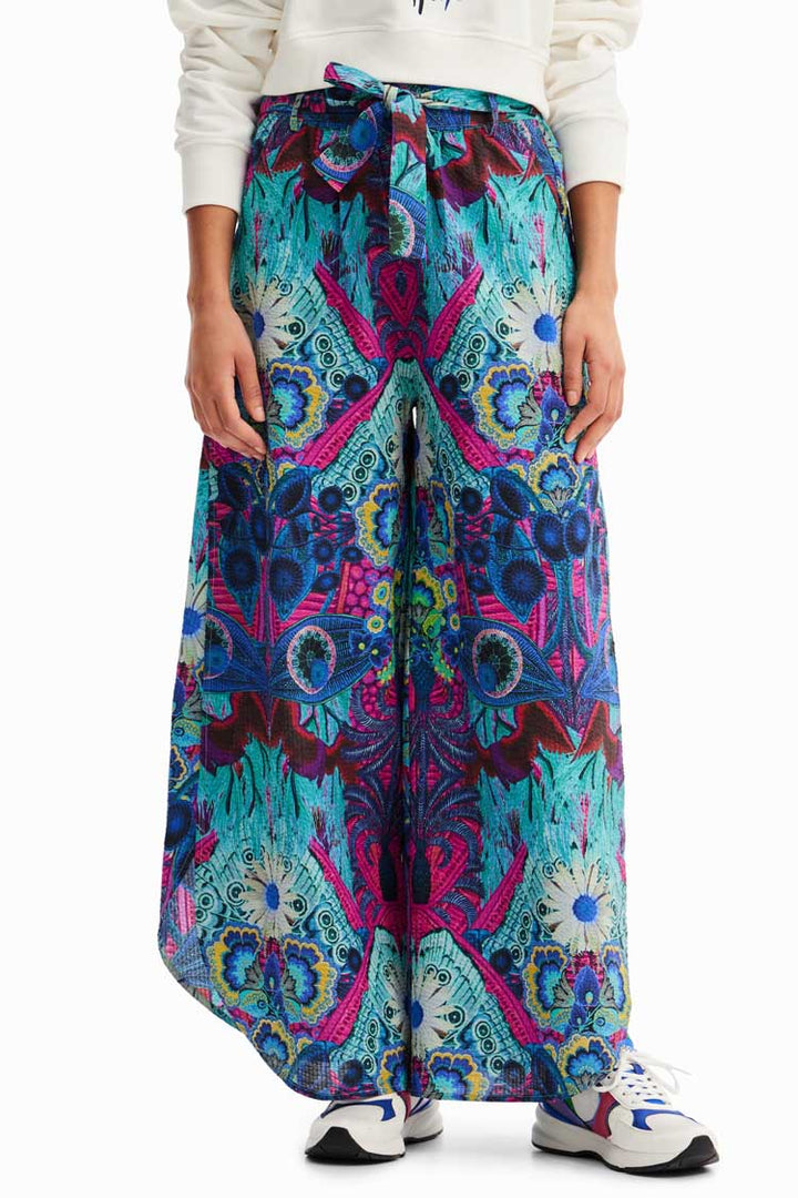 Printed Palazzo Trousers w Slits