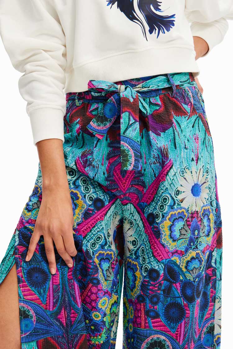 Printed Palazzo Trousers w Slits